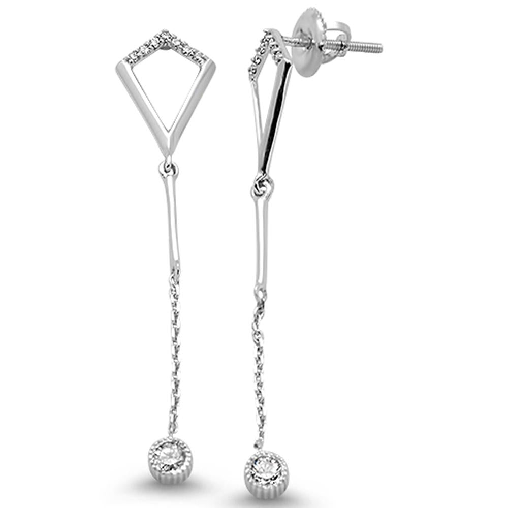 .21ct 14k White Gold DIAMOND Drop Dangle Trendy Earrings