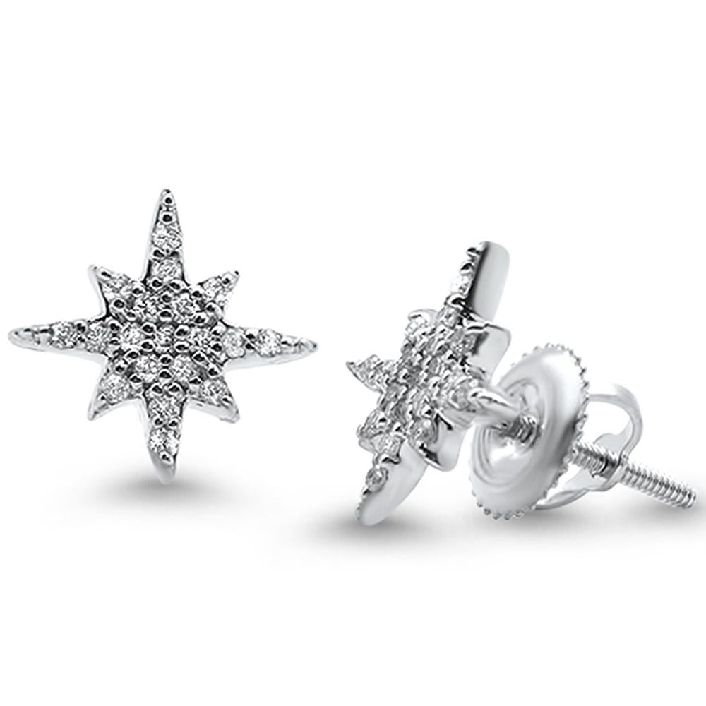 .18ct 14k White Gold Diamond Trendy Starburst EARRINGS