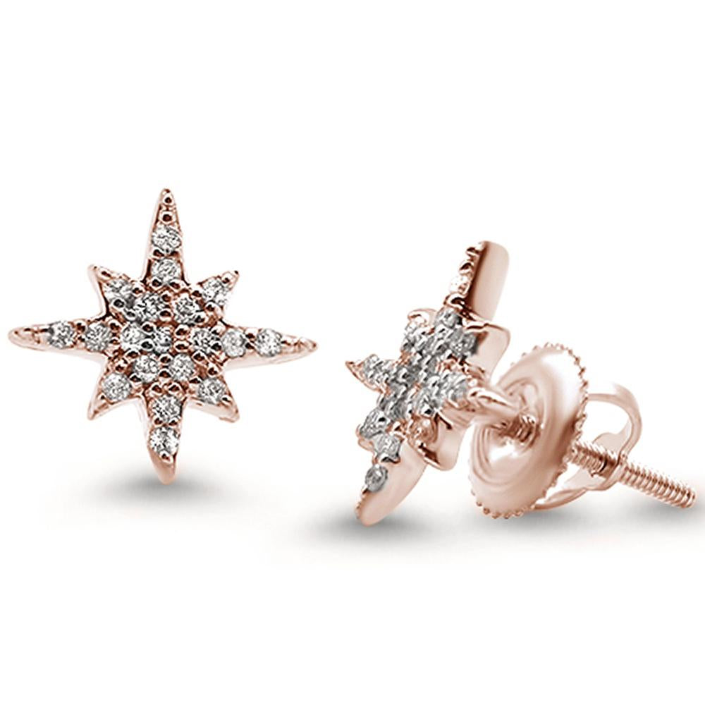 .17ct 14k Rose Gold Diamond Trendy Starburst EARRINGS