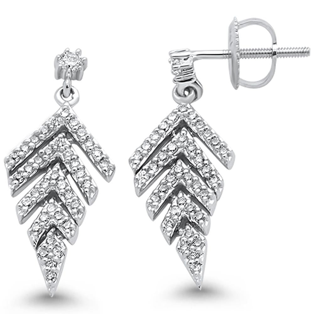 .40ct 14k White Gold DIAMOND Modern Chevron Drop Earrings