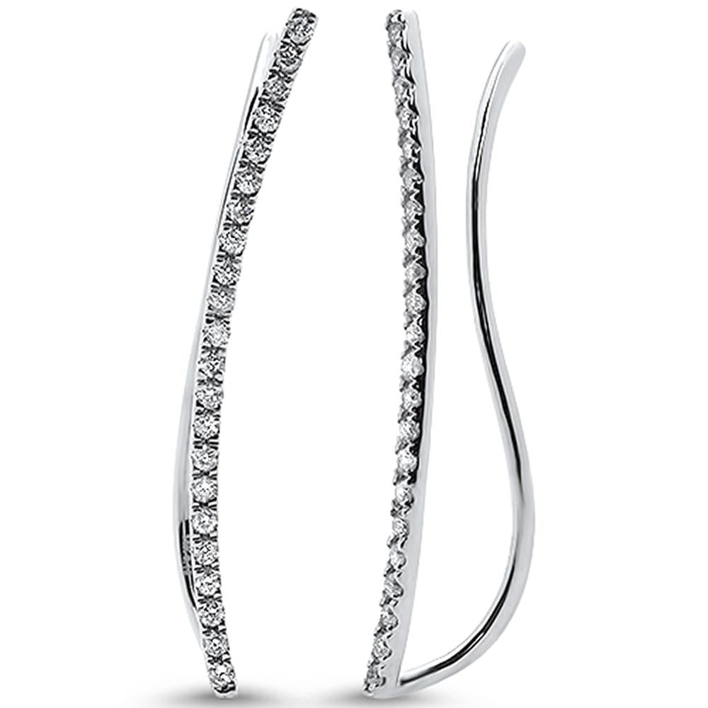 .33ct 14k White Gold Bezel Diamond Line EARRINGS