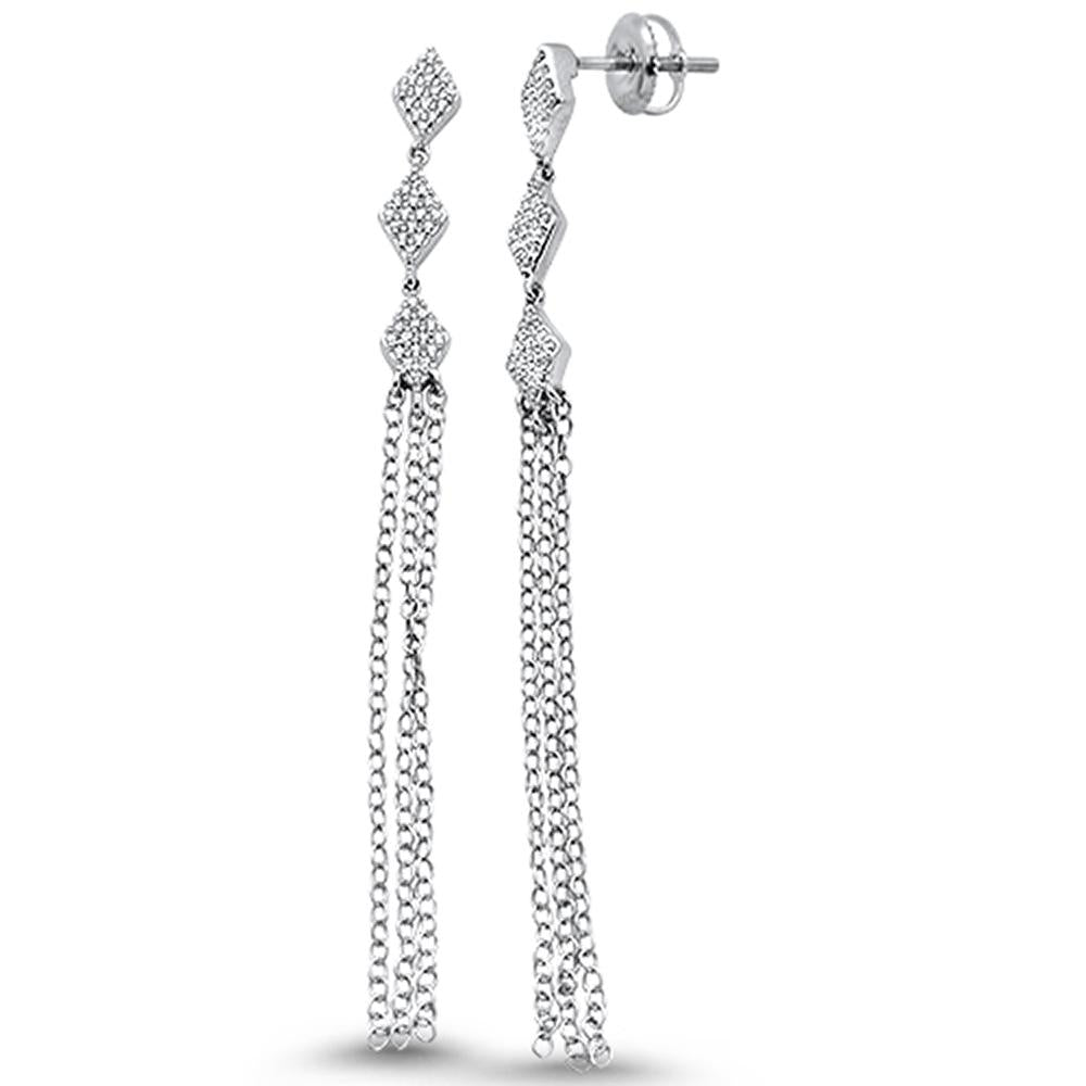 ''SPECIAL! .23ct 14k White Gold Diamond Drop DANGLE Tassel Earrings''