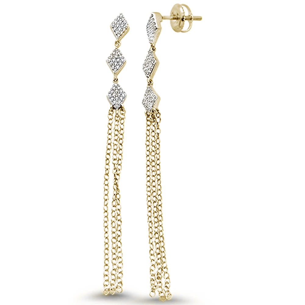 ''SPECIAL! .19ct 14k Yellow Gold Diamond Drop DANGLE Tassel Earrings''