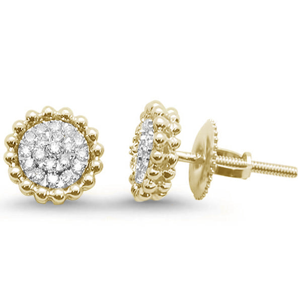 .17ct 14k Yellow Gold Diamond Antique Style Stud EARRINGS