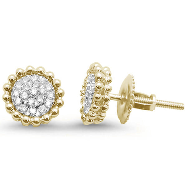 .17ct 14k Yellow GOLD Diamond Antique Style Stud Earrings