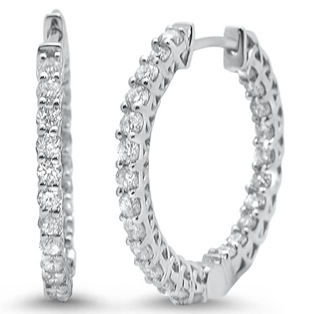 ''SPECIAL!.99ct 14k White Gold HOOP Huggie Eternity Diamond EARRINGS''