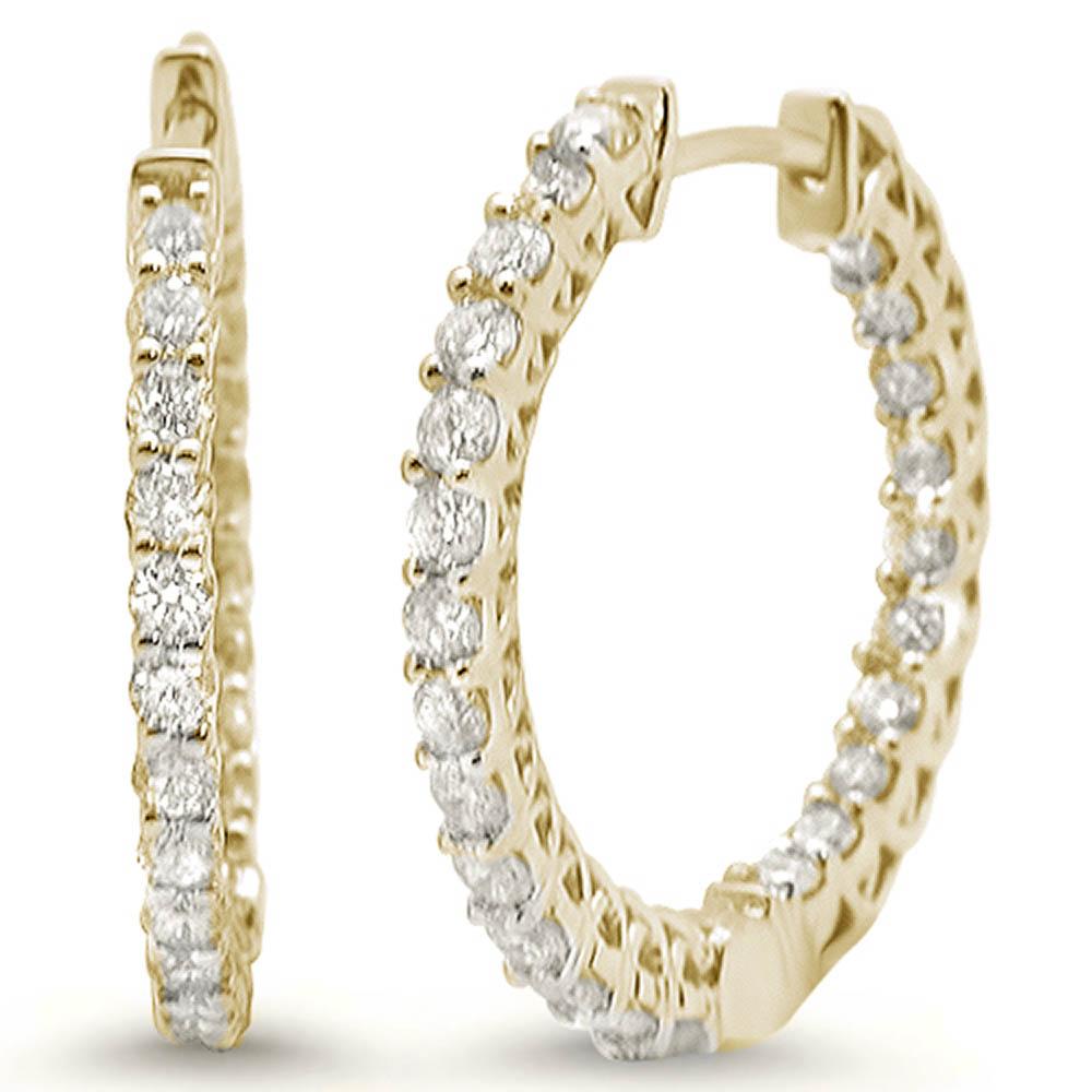 ''SPECIAL!1.05ct 14k Yellow Gold Hoop Huggie Eternity Diamond EARRINGS''