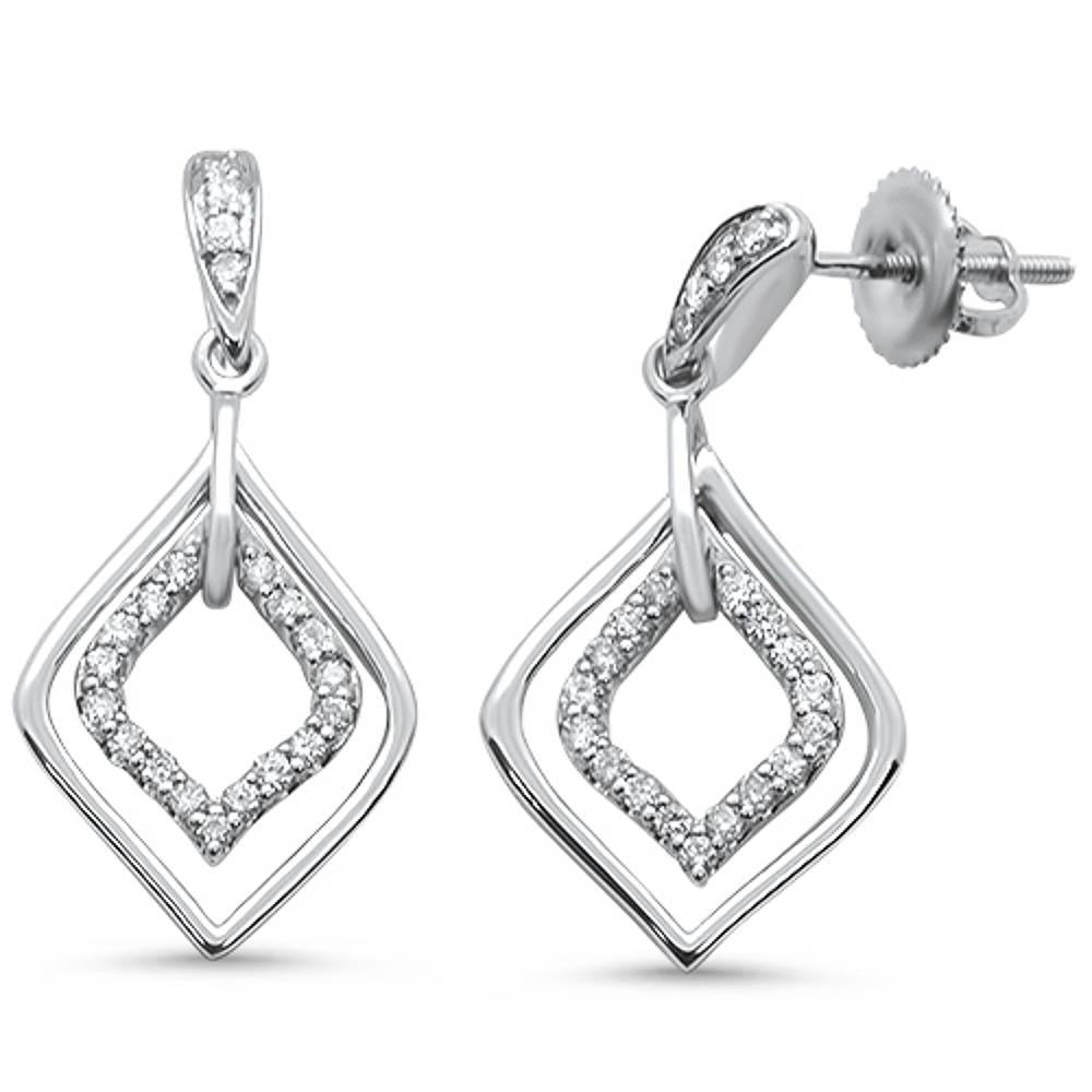 .32ct 14k White Gold Drop DANGLE Modern Shape Diamond Earrings