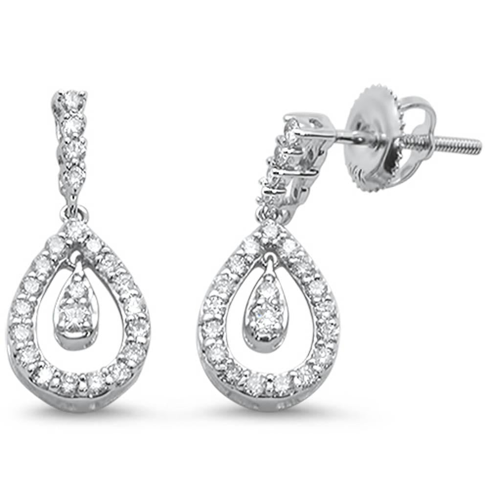 DIAMOND CLOSEOUT!  .48ct 14k White Gold Tear Drop Dangle DIAMOND Earrings