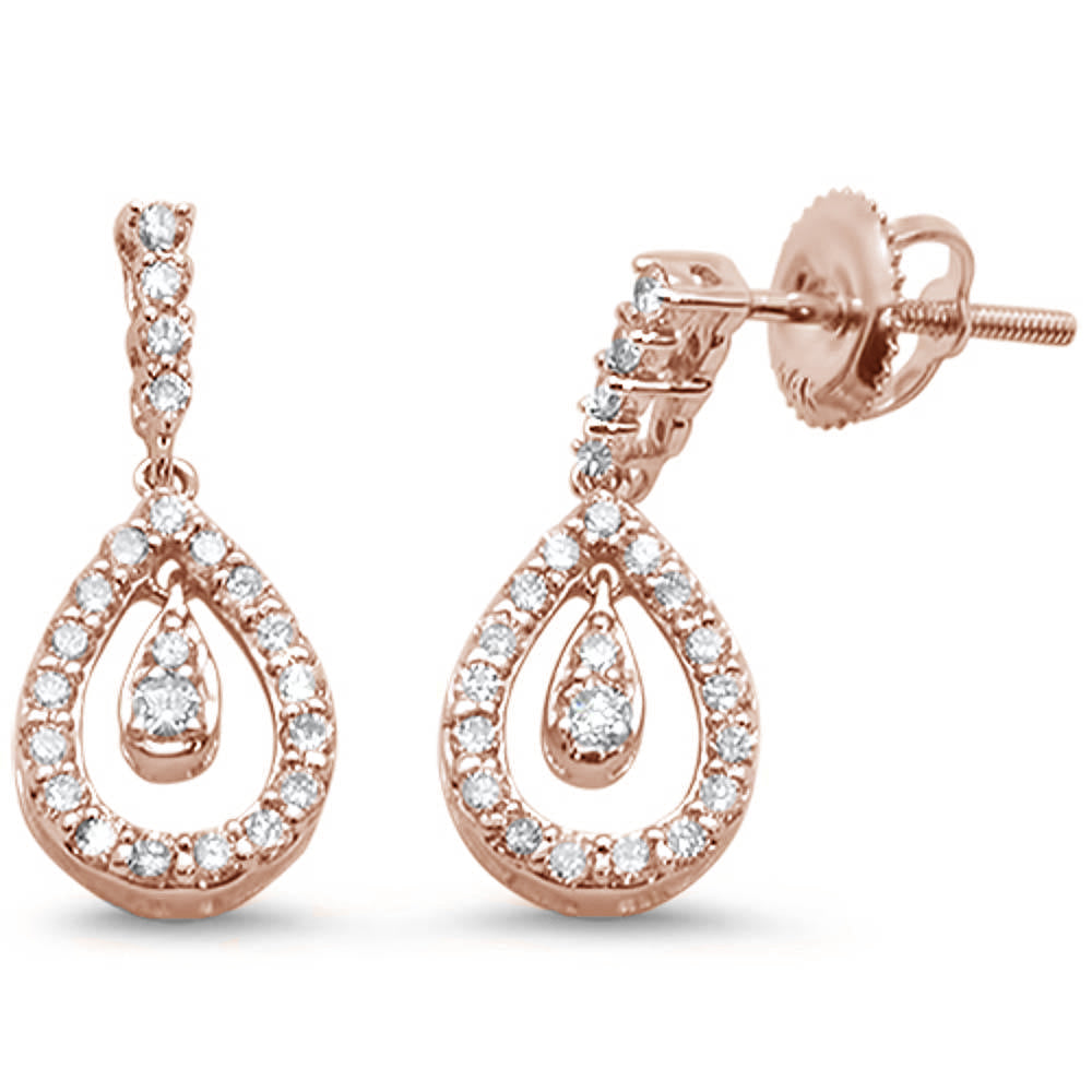 DIAMOND CLOSEOUT! .49cts 14k Rose Gold Designer Drop Dangle Pear Shaped DIAMOND Earrings