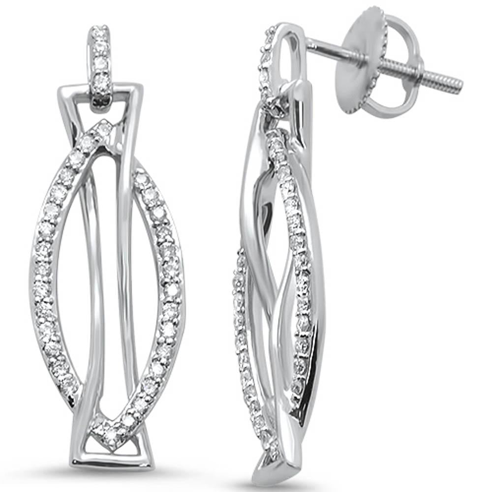 DIAMOND CLOSEOUT! .28ct 14k White Gold Modern Design Drop DIAMOND Earrings