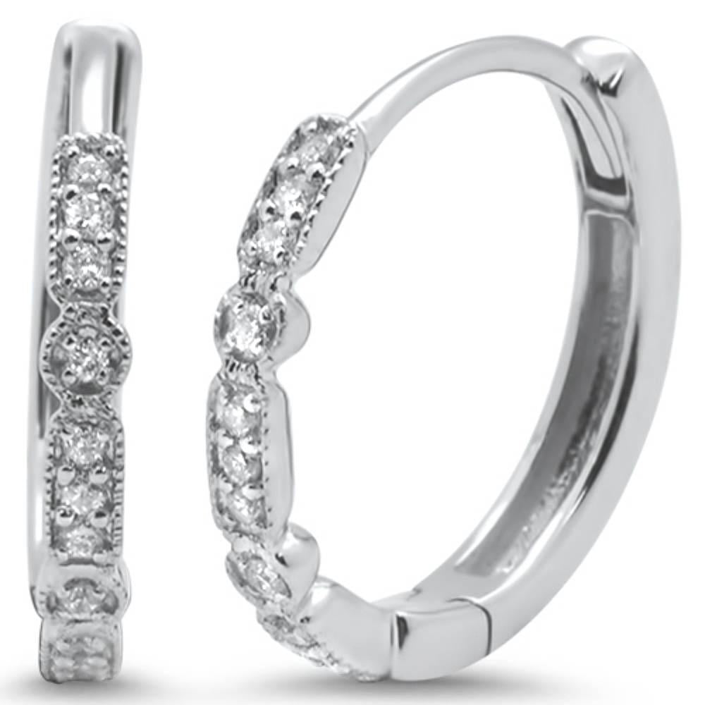 .11ct  14k White Gold HOOP Huggie HOOP Huggie Diamond EARRINGS