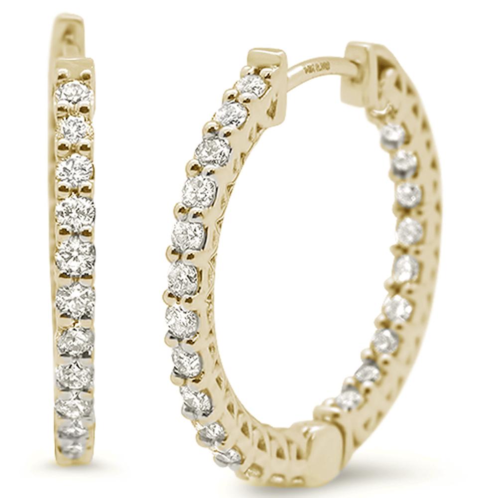 ''SPECIAL!.75ct 14k Yellow GOLD Diamond Hoop Huggie Eternity Earrings''