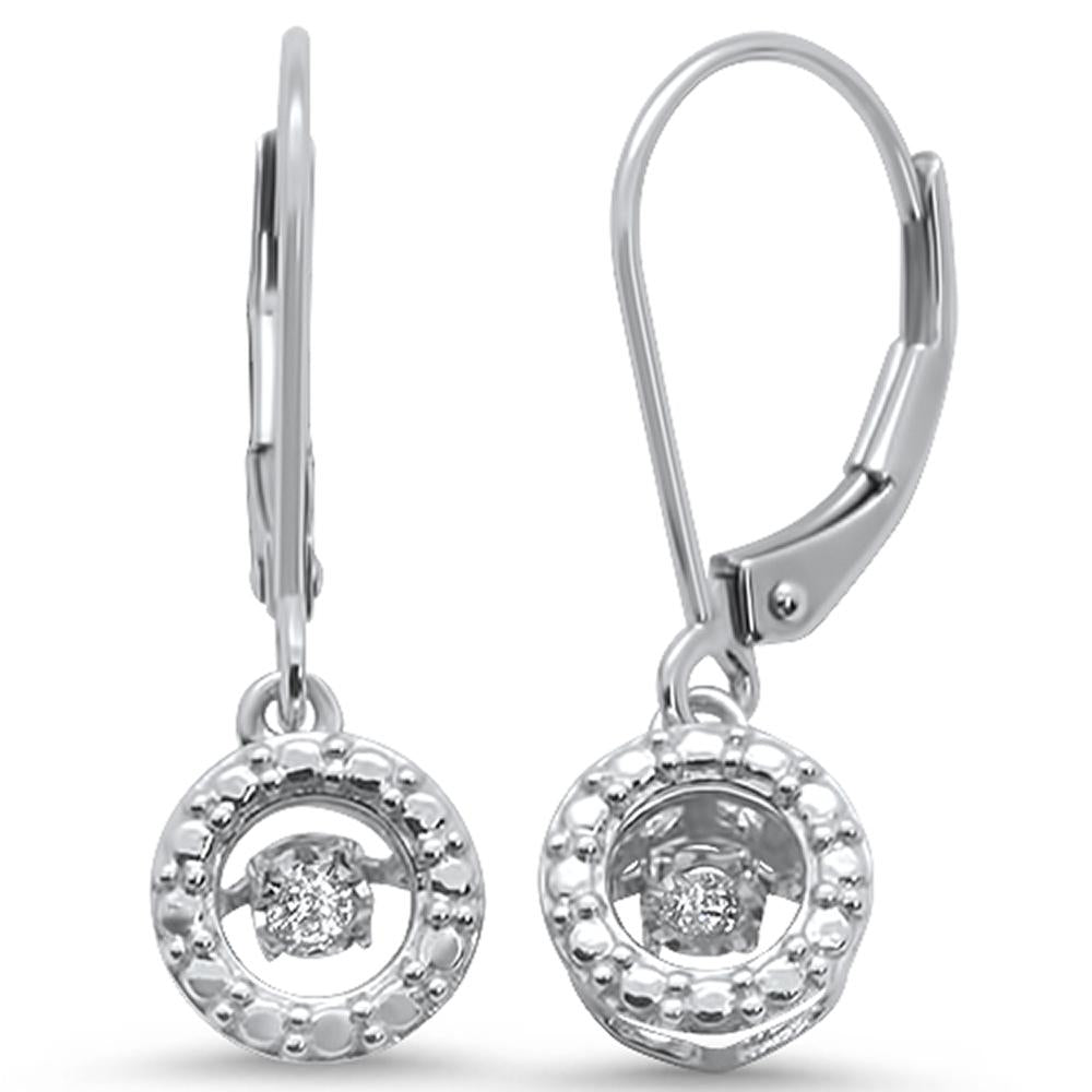 .06ct 14k White GOLD Drop Dangle Studs Dancing Diamond Earrings