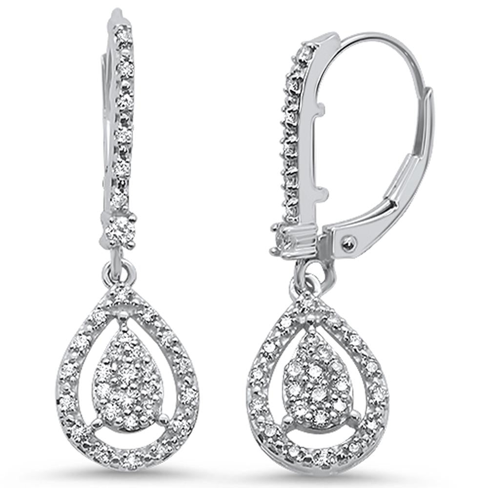 SPECIAL! .41ct 14k White Gold Pear Tear Drop Dangle DIAMOND Earrings