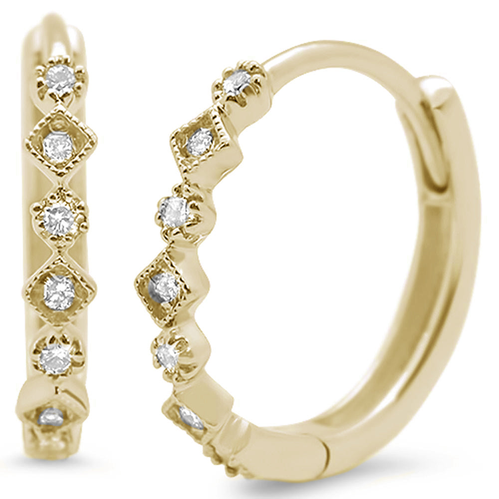 .15ct G SI 14K Yellow Gold HOOP Huggie Diamond EARRINGS