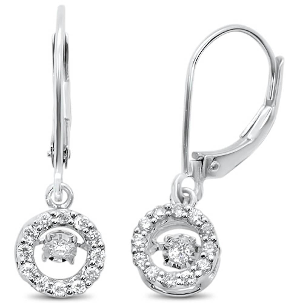 .24ct G SI 14k White Gold Halo Dancing Diamond Lever Back EARRINGS