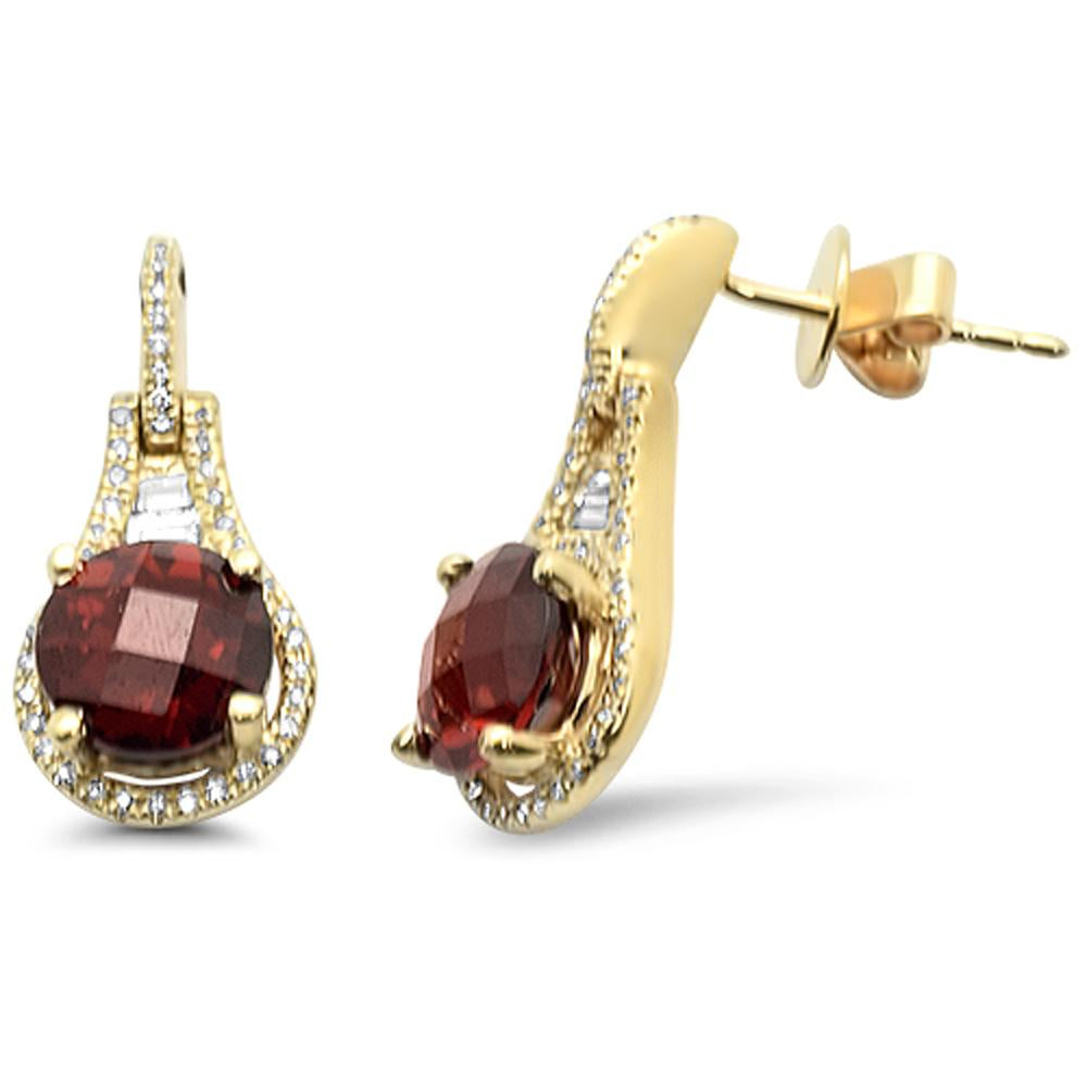 GEMSTONE CLOSEOUT  3.43cts 14k Yellow Gold Round Garnet & DIAMOND Earrings