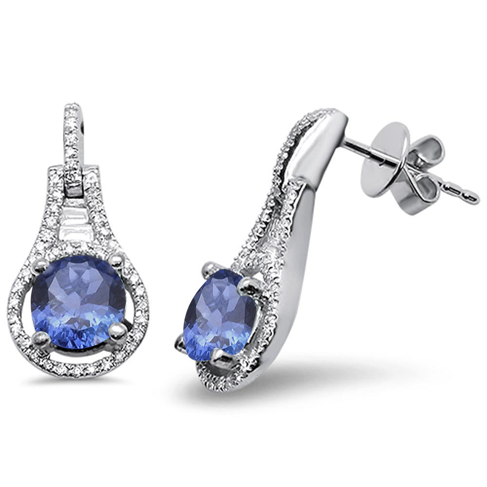 GEMSTONE CLOSEOUT  2.15cts 14k White gold Round Tanzanite & DIAMOND Earrings