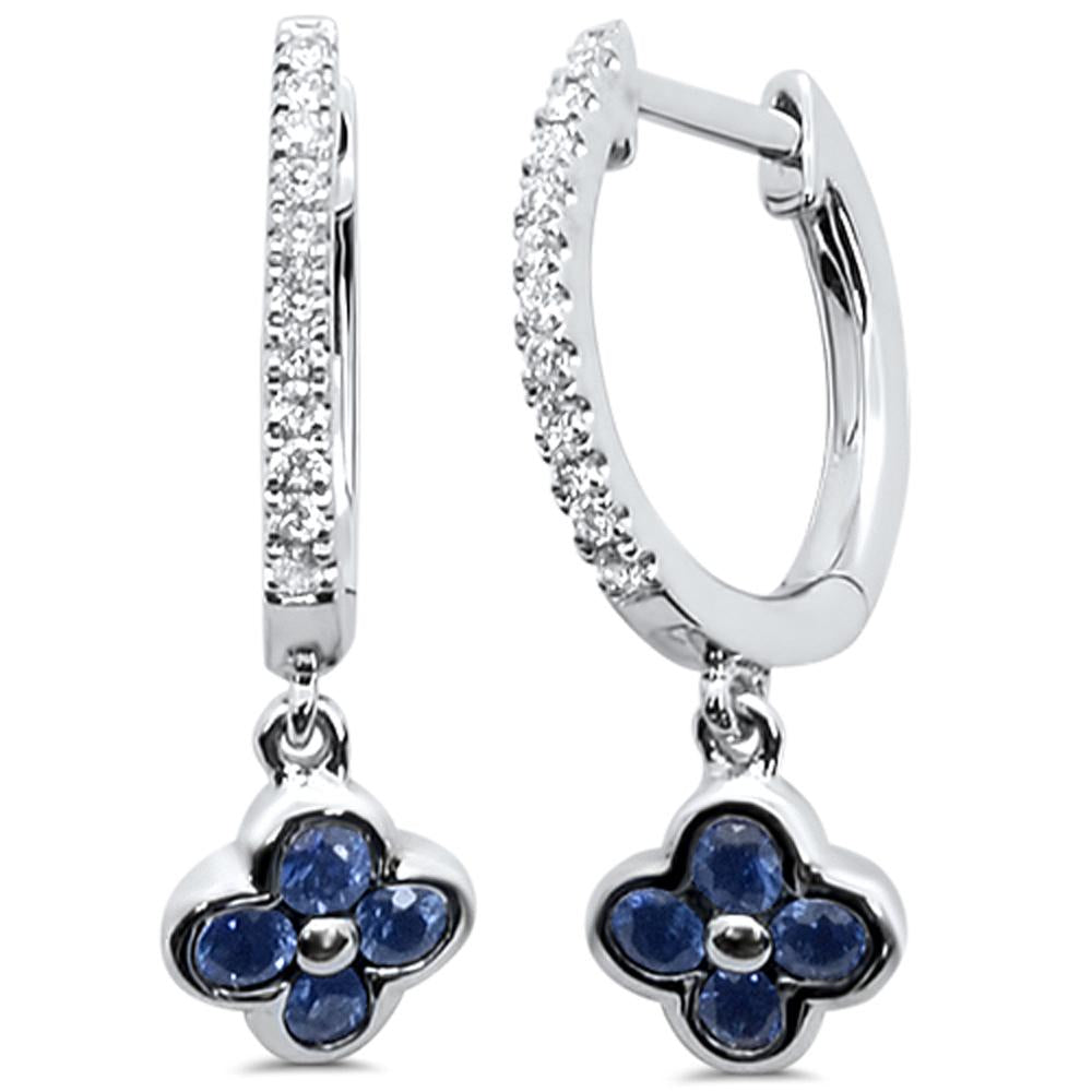 GEMSTONE CLOSEOUT 0.41cts 14k White gold Round Blue Sapphire DIAMOND Earrings