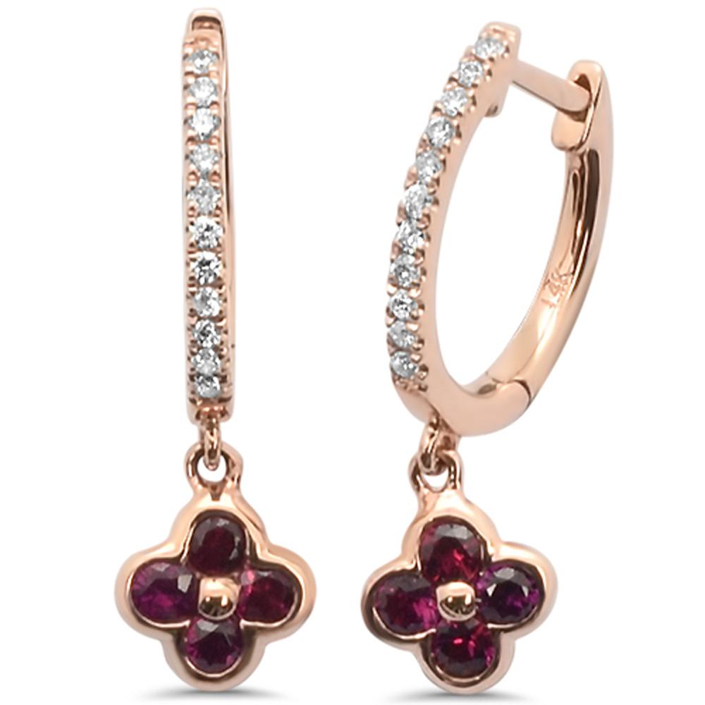 GEMSTONE CLOSEOUT 0.42cts 14k Rose Gold Round Ruby DIAMOND Earrings