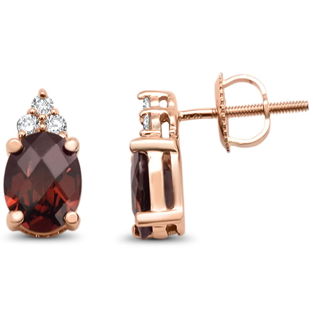 GEMSTONE CLOSEOUT  2.64cts 10k Rose Gold Oval Garnet & DIAMOND Earrings