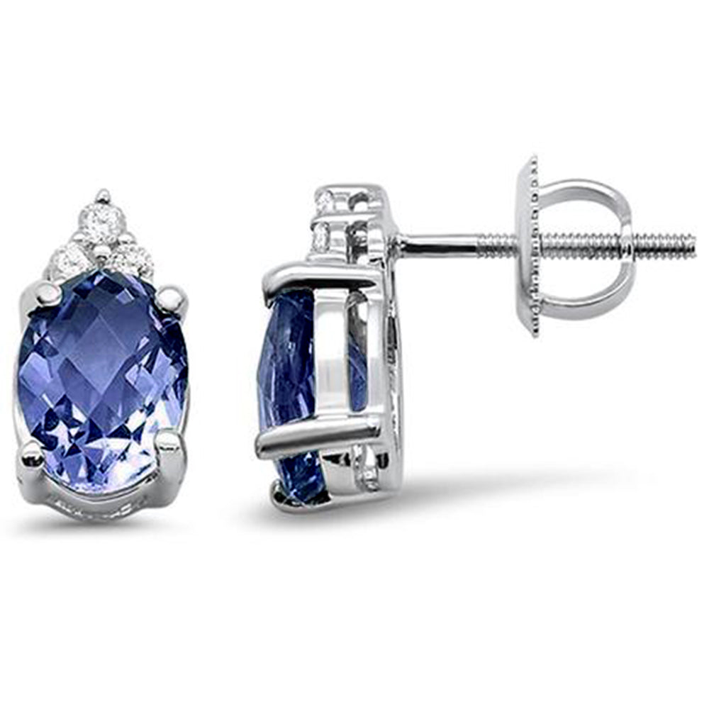 2.61ct 10K White Gold Natural Tanzanite & DIAMOND Earrings