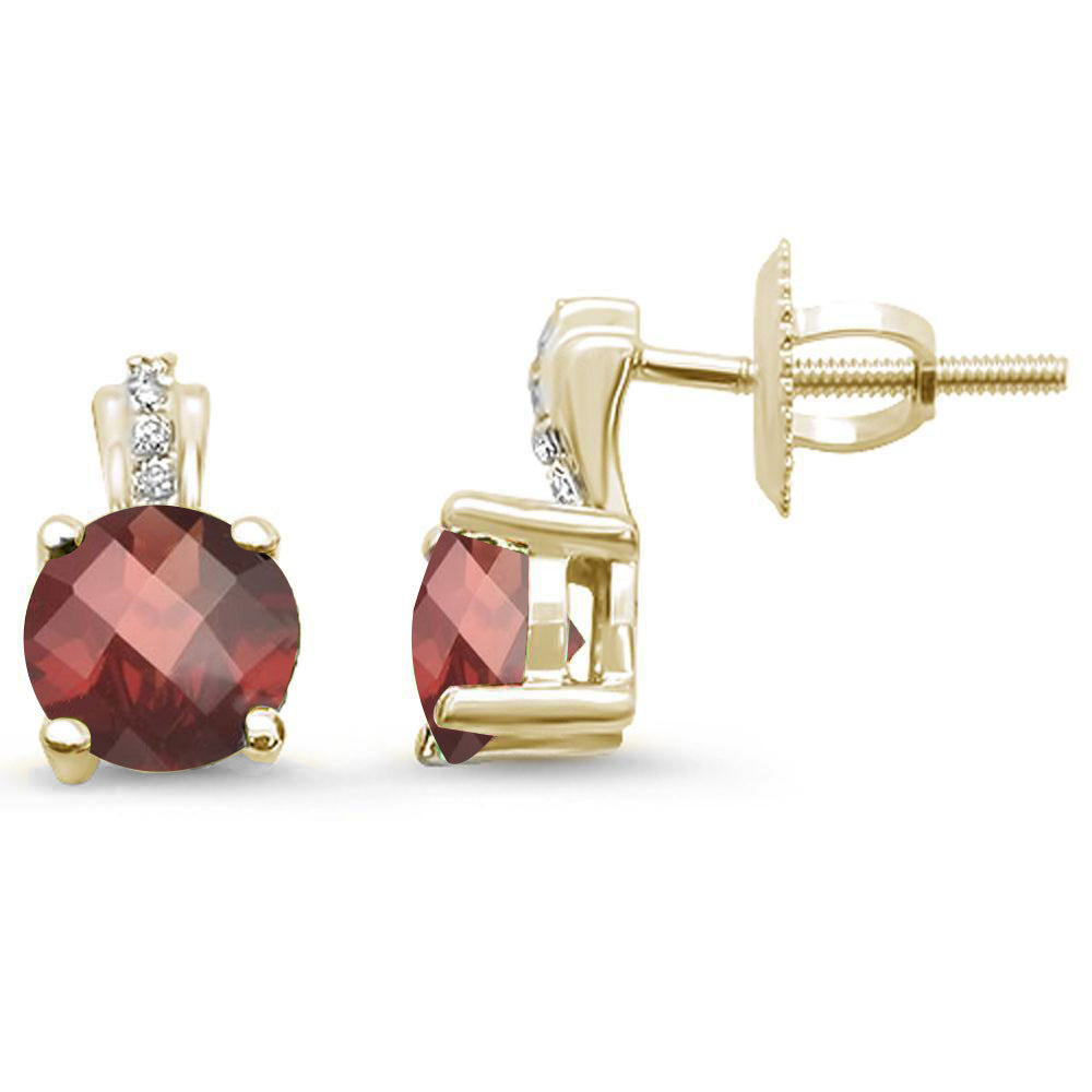 1.99ct 10k Yellow Gold Round Garnet & DIAMOND Earrings