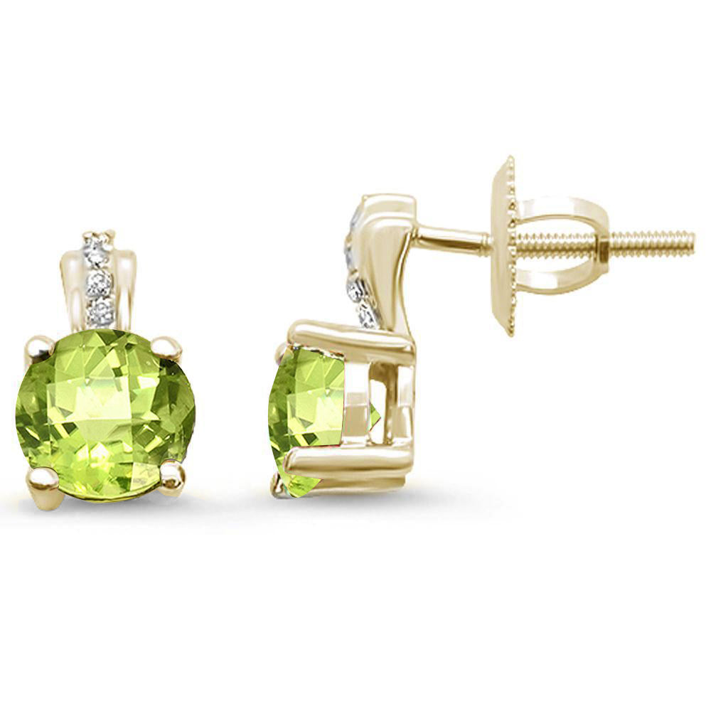 1.63ct 10k Yellow Gold Round Peridot & DIAMOND Earrings