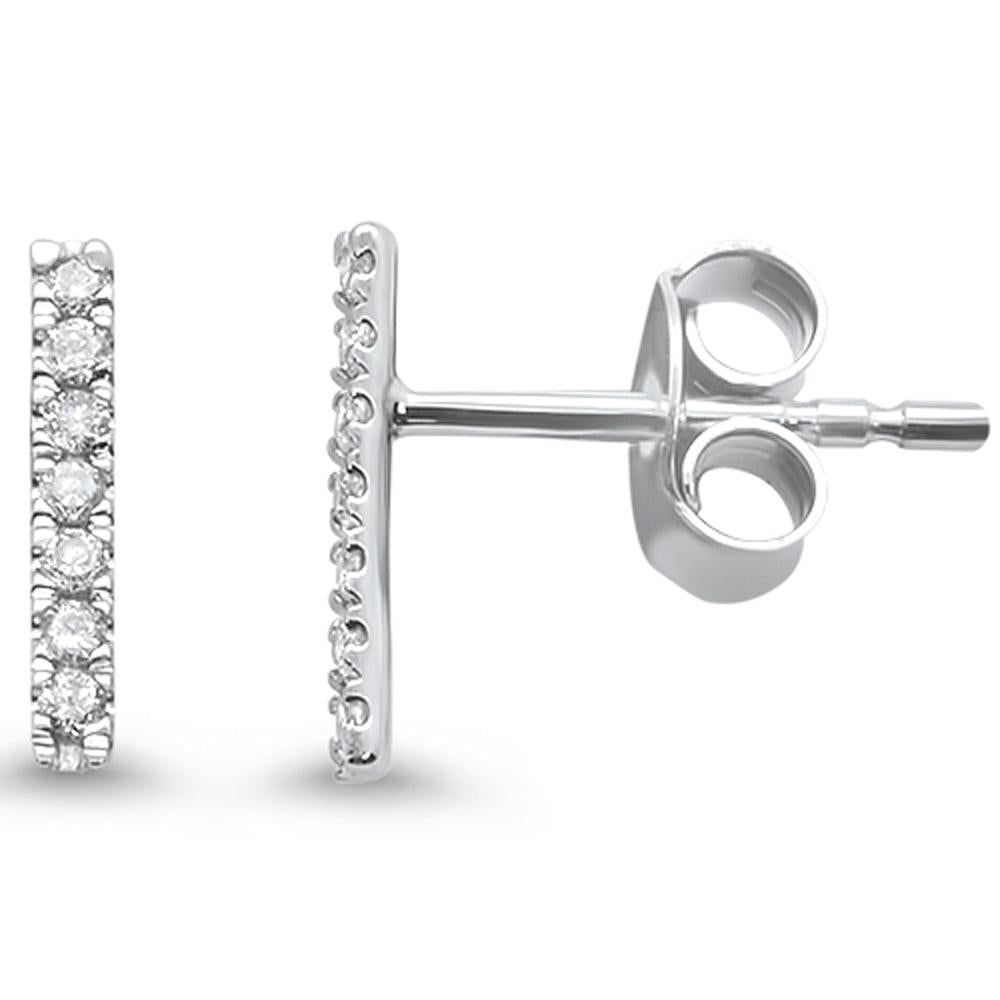 .11ct 14kt White GOLD Diamond Line Modern Earrings