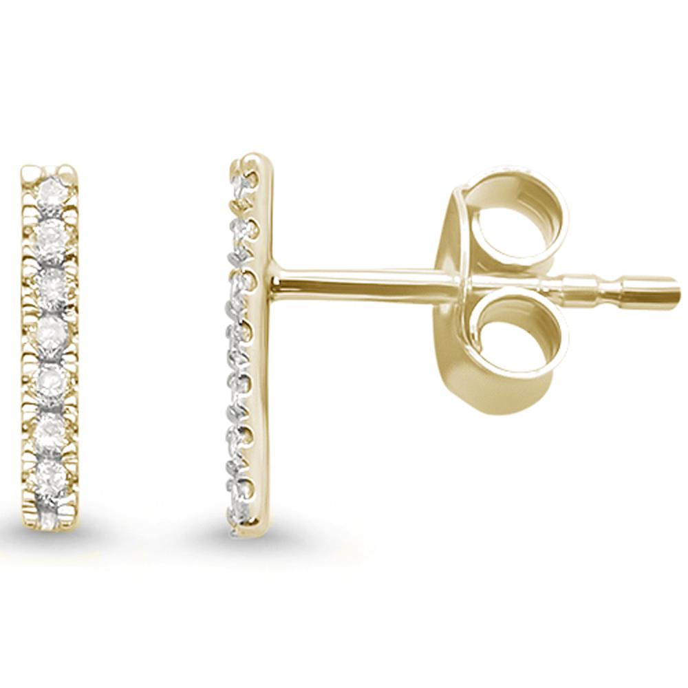 .11ct 14kt Yellow GOLD Diamond Line Modern Earrings