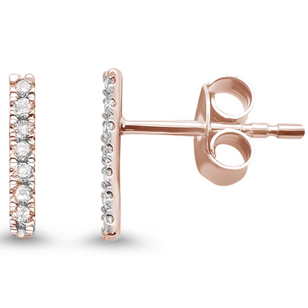 .11ct 14kt Rose GOLD Diamond Line Modern Earrings