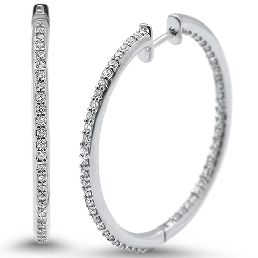 Sonara Jewelry--.80ct F SI 14k White Gold Diamond Hoop Eternity Earrings