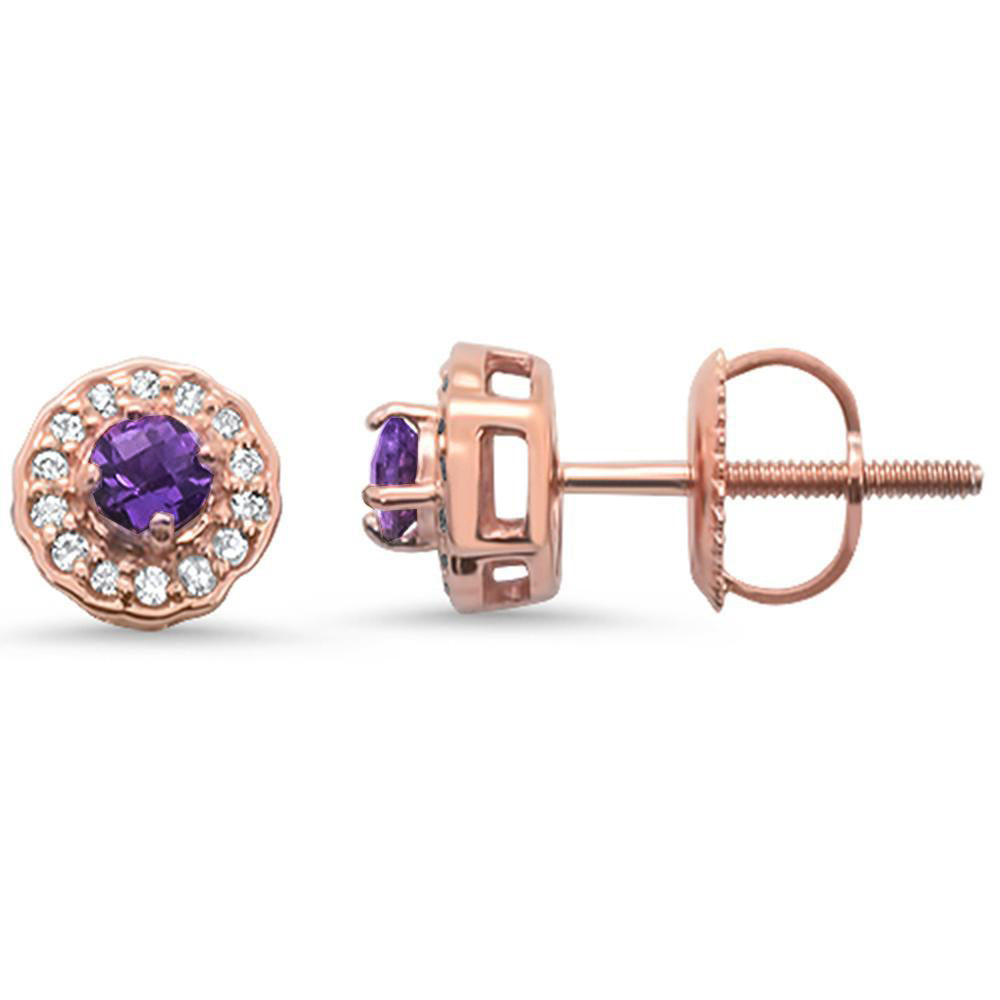 GEMSTONE CLOSEOUT  .27cts 10k Rose Gold Round AMETHYST & Diamond Earrings