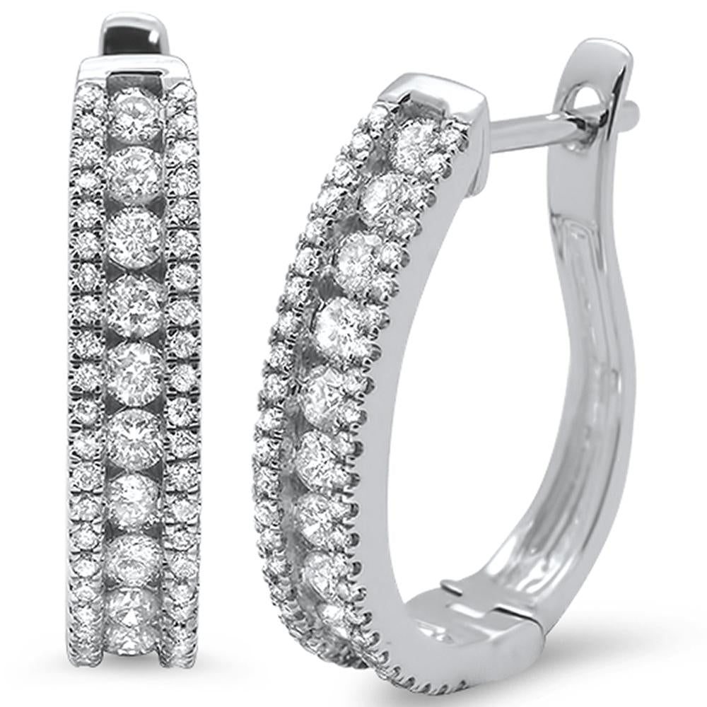 ''SPECIAL!.79cts 14k White Gold Diamond J Hoop Huggie EARRINGS''