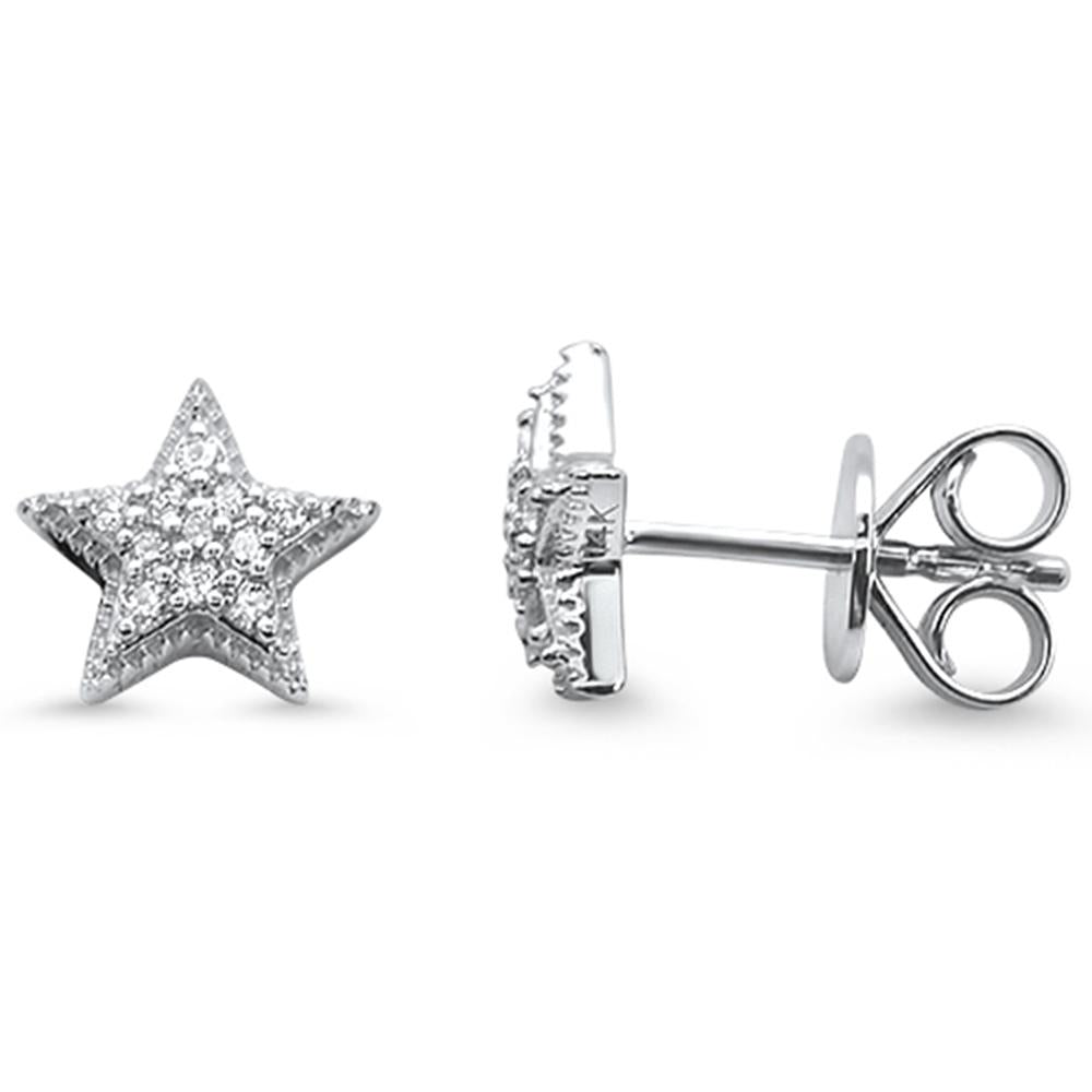 .12ct 14k white GOLD Star Stud Diamond Earrings