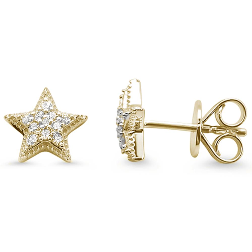 .12ct 14k Yellow GOLD Star Stud Diamond Earrings