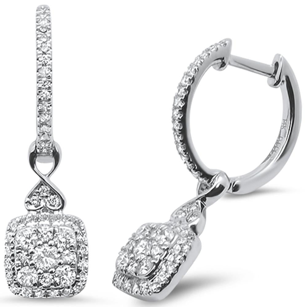 ''SPECIAL! .60ct 14k White Gold Drop DANGLE Hoop Diamond Earrings''