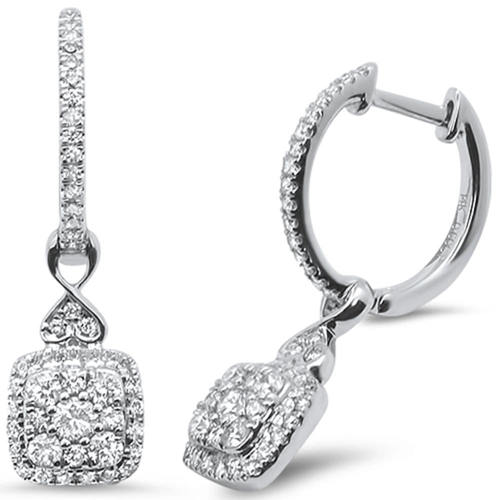 ''SPECIAL! .60ct 14k White GOLD Drop Dangle Hoop Diamond Earrings''