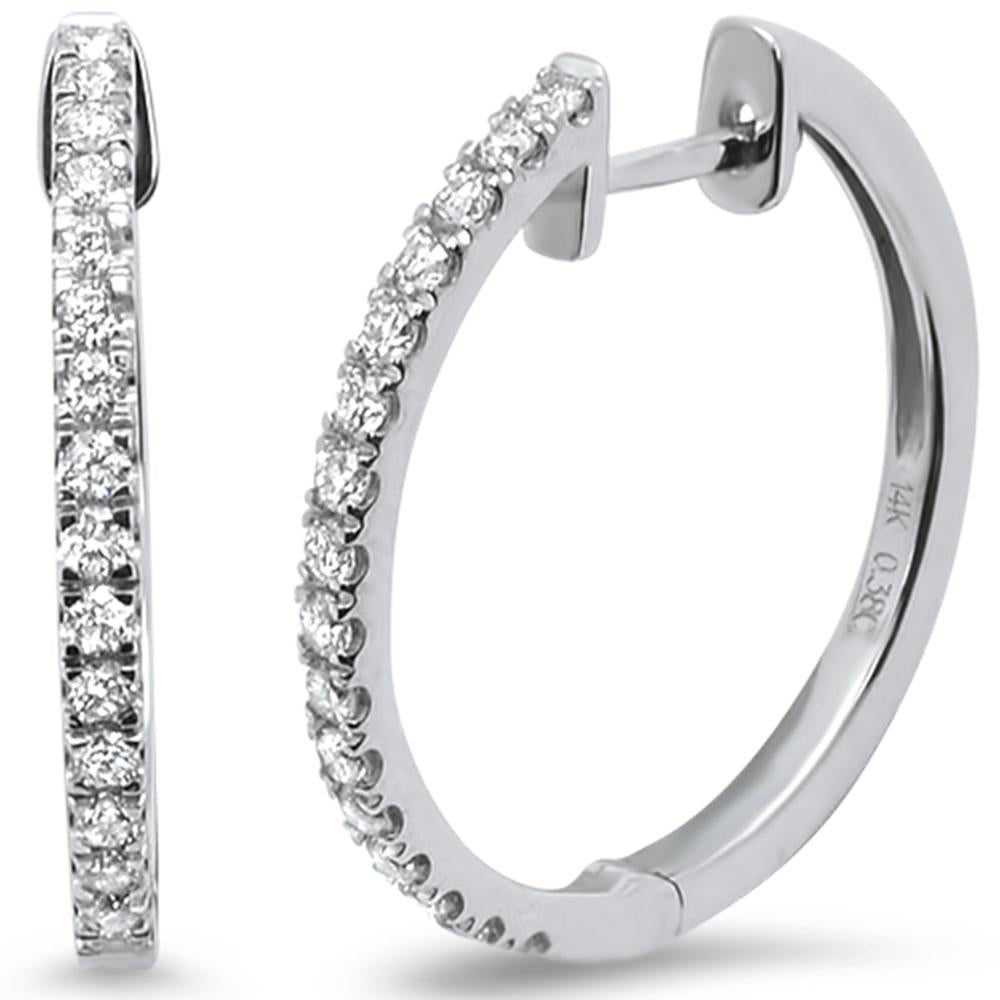 ''SPECIAL! .38ct 14k White GOLD Hoop Huggie Diamond Earrings''