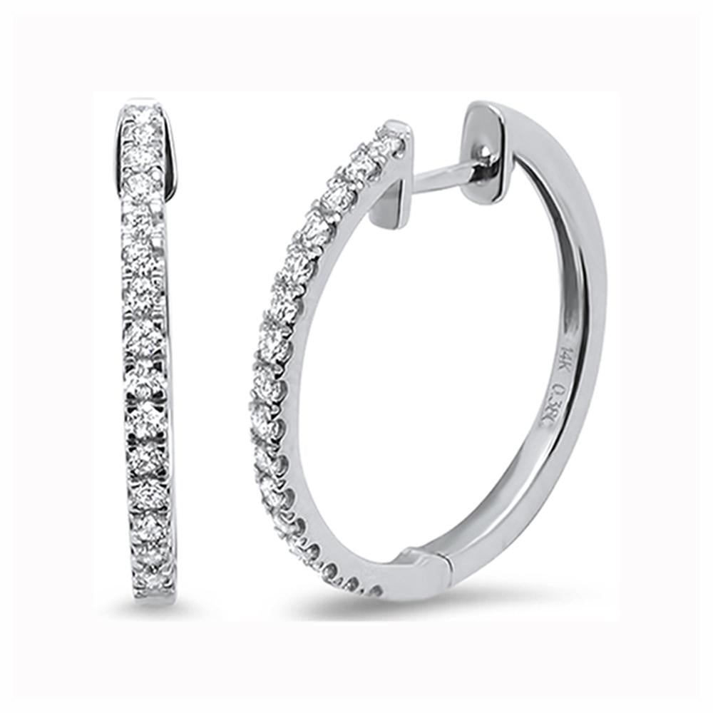 .26ct 14k White Gold Hoop Huggie DIAMOND Earrings