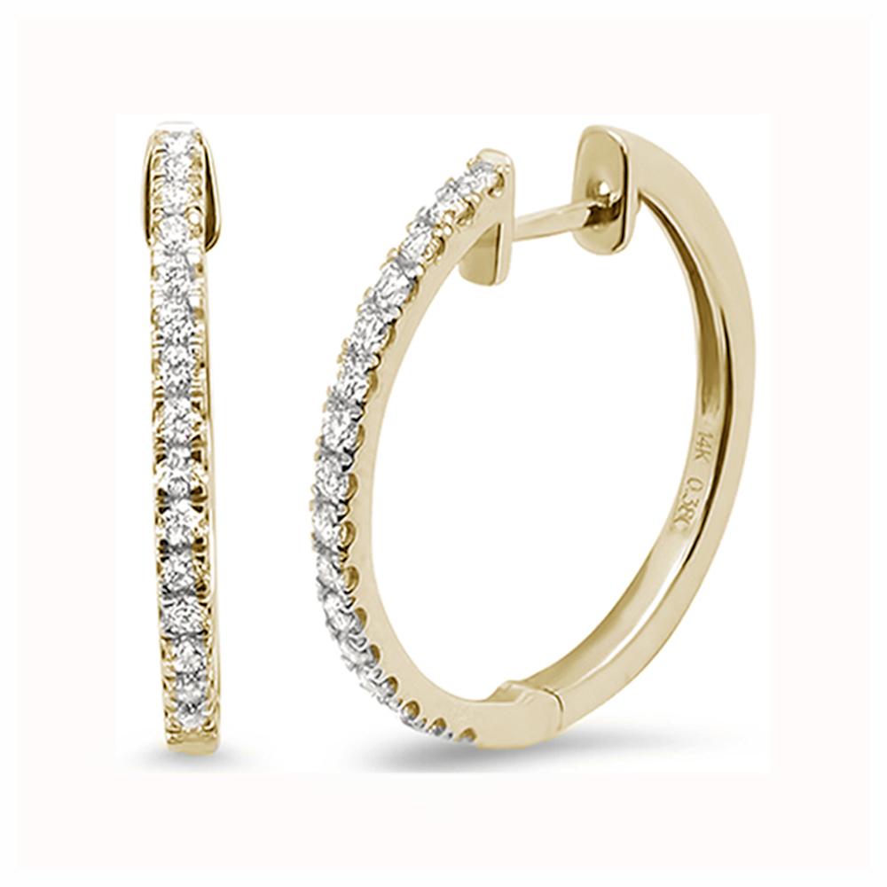 .26ct 14k Yellow GOLD Hoop Huggie Diamond Earrings