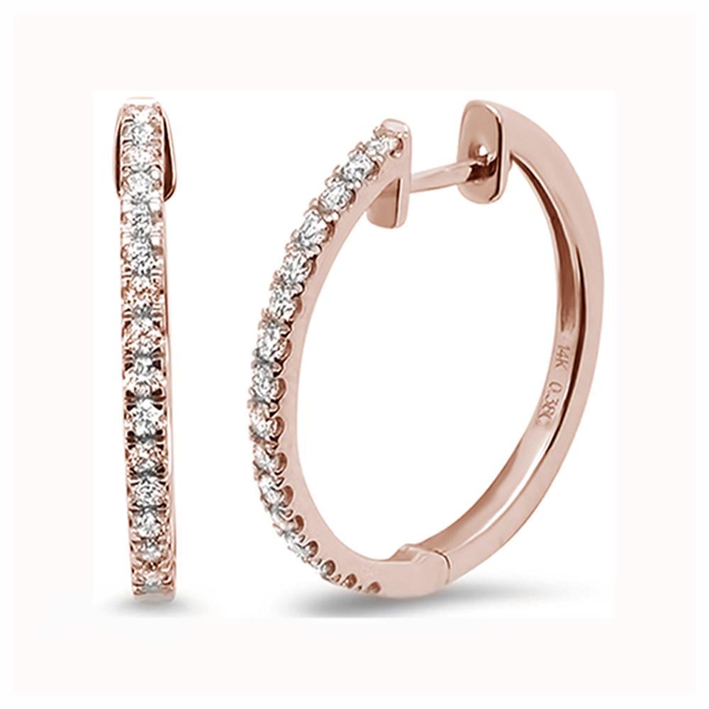 .26ct 14k Rose Gold Diamond HOOP Huggie EARRINGS