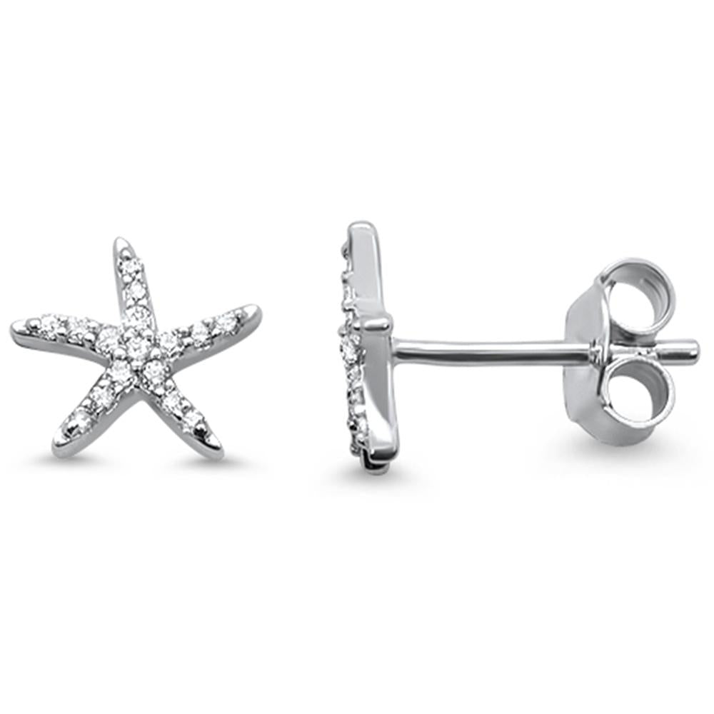 .12ct 14k White Gold DIAMOND Star Earrings