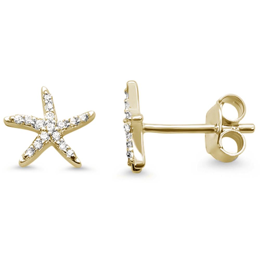 .12ct 14k Yellow Gold DIAMOND Star Earrings