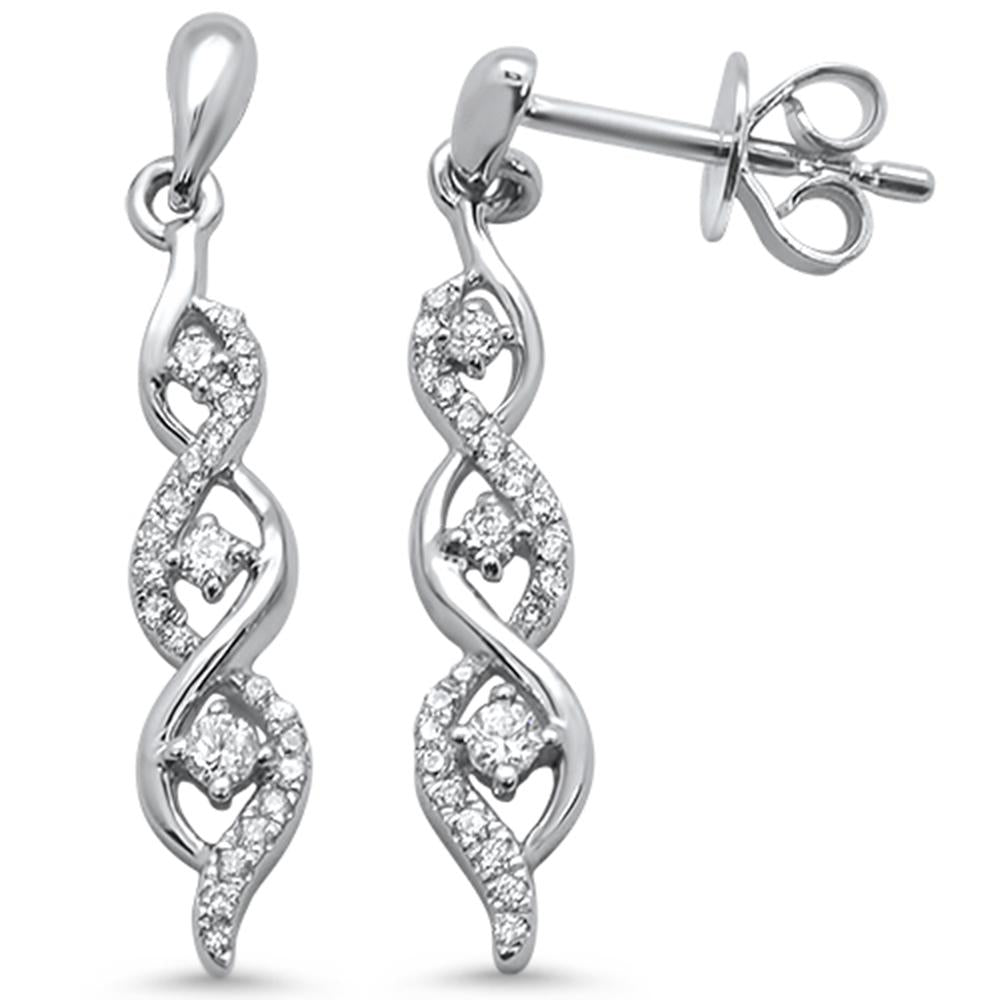 .14ct 14k White Gold Infinity Drop DANGLE Diamond Earrings