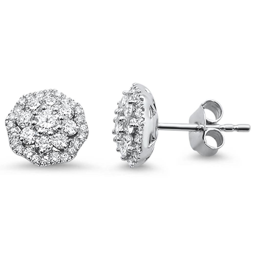 ''SPECIAL!.88ct 14k White Gold Cluster Flower Stud Art Deco Diamond EARRINGS''