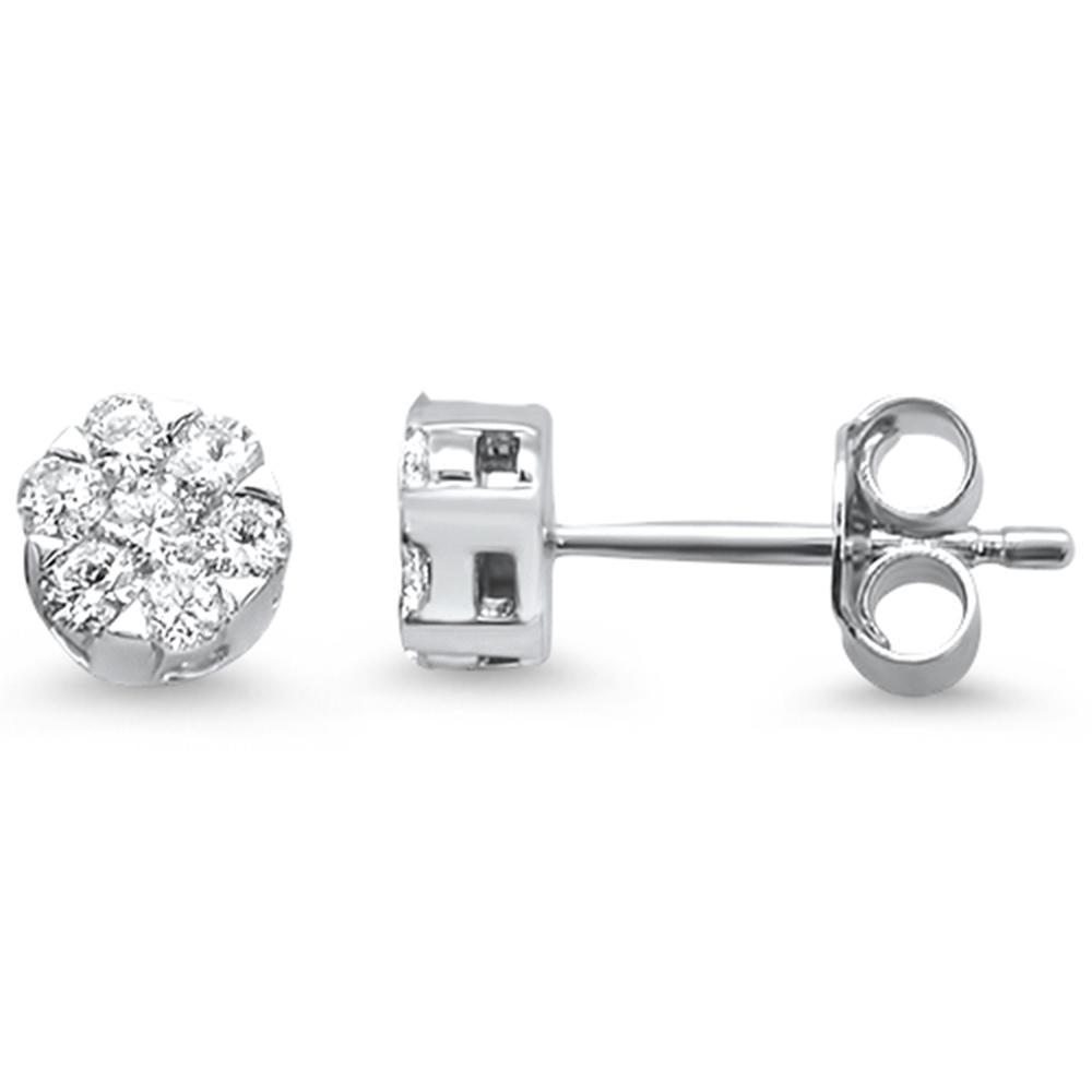 .45ct 14k White Gold Round Cluster Stud DIAMOND Earrings