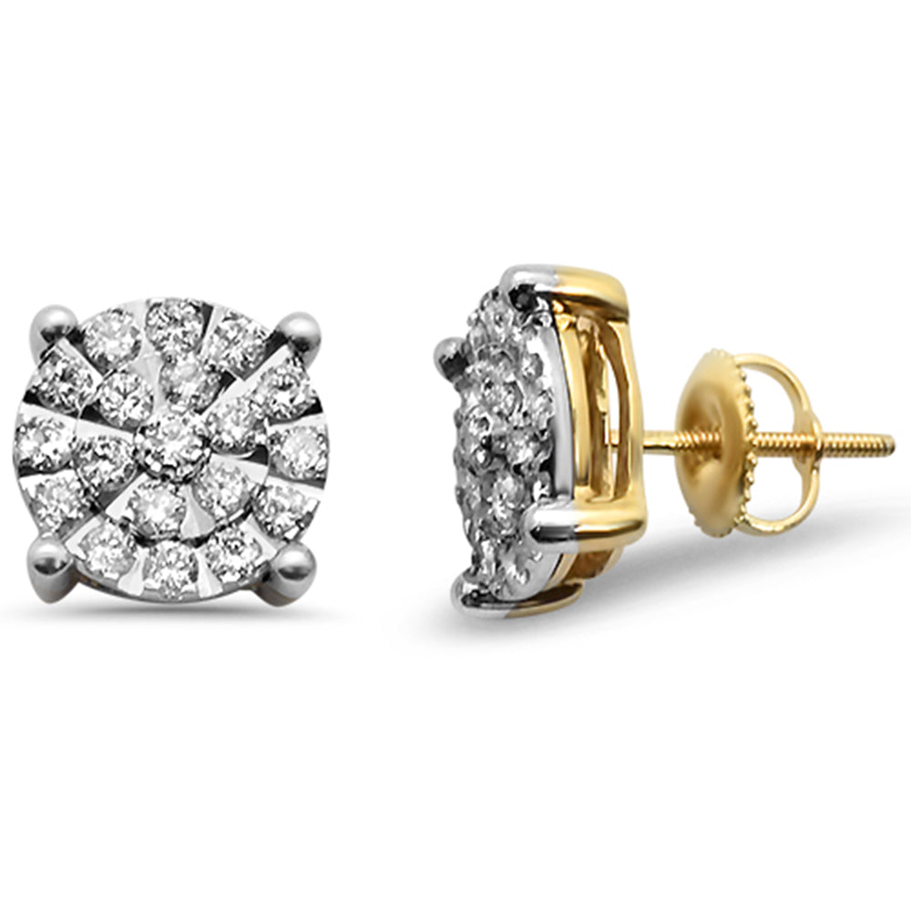 ''SPECIAL!.99ct F SI 10K Yellow Gold Micro Pave DIAMOND Stud Earrings''