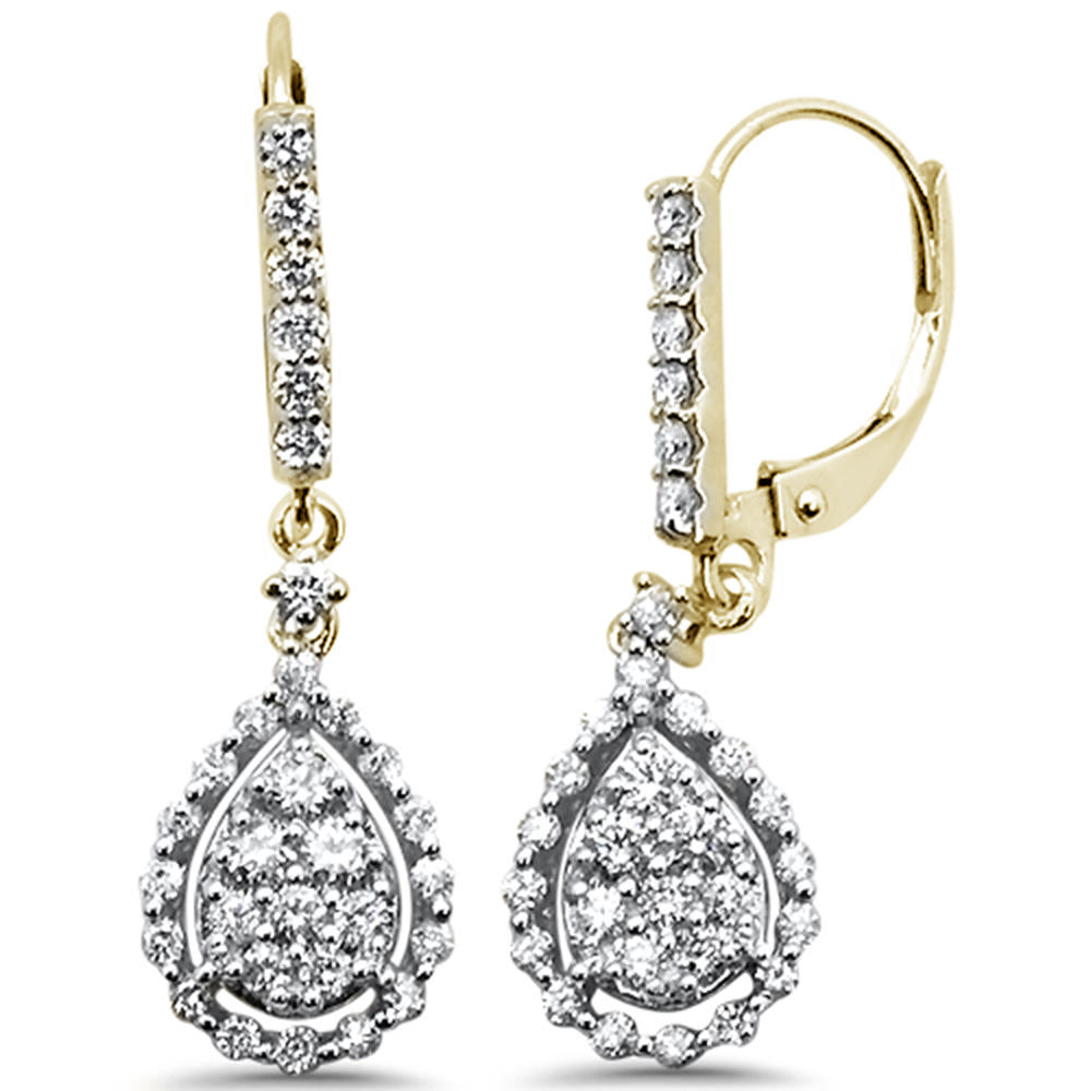 ''SPECIAL!.91ct 14k Yellow Gold Diamond Drop DANGLE Earrings''